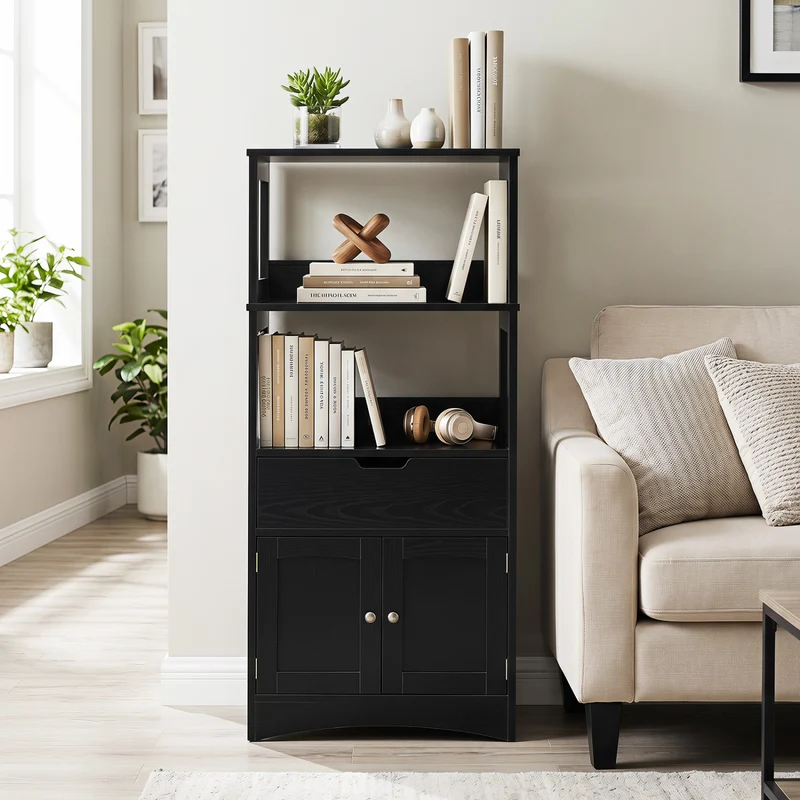Bathroom Storage Cabinet With Drawer, Black