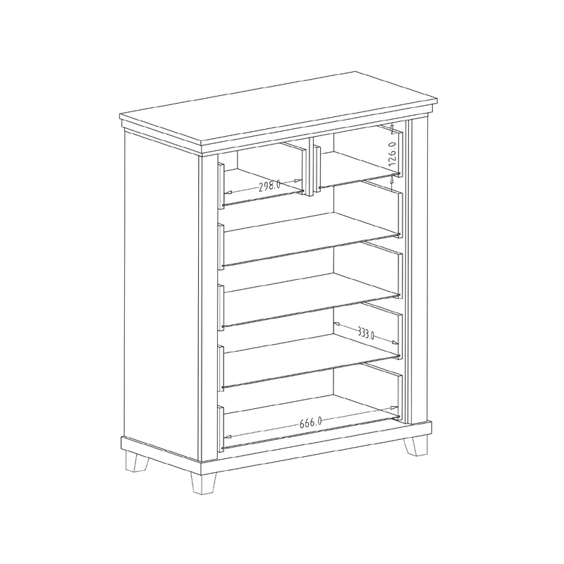 Commode 6 tiroirs Martin Vert et Bois
