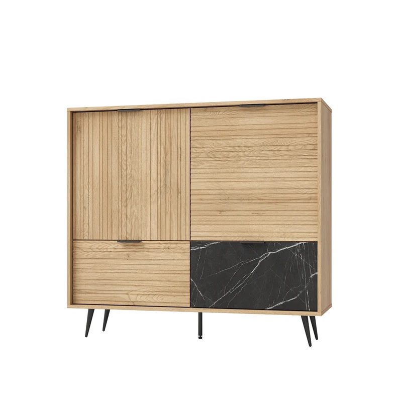 Buffet 2 portes 2 tiroirs Luka Bois et Noir