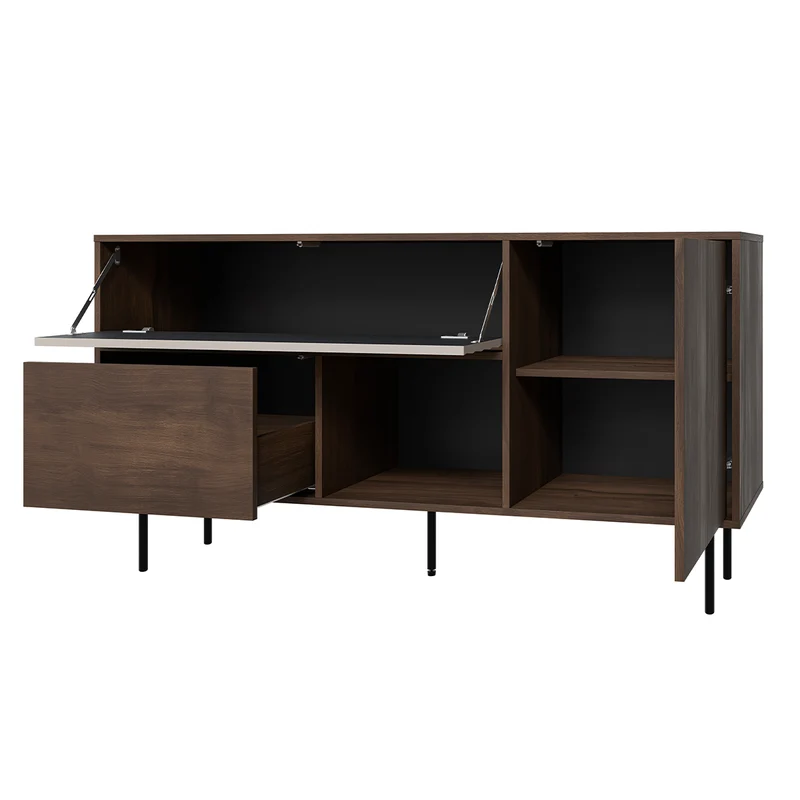 Buffet 2 portes 1 tiroir Astra Bois foncé et Cachemire