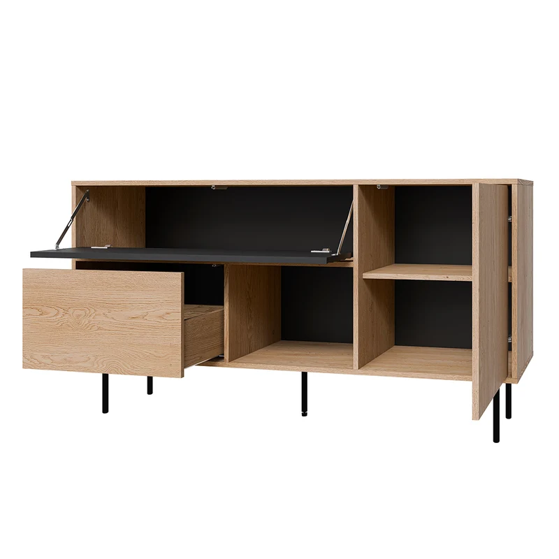 Buffet 2 portes 1 tiroir Astra Bois et Noir