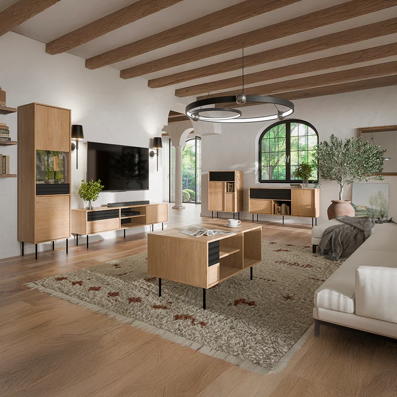 Buffet 2 portes 1 tiroir Astra Bois et Noir