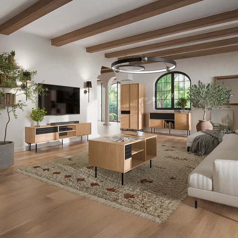 Buffet 2 portes 1 tiroir Astra Bois et Noir