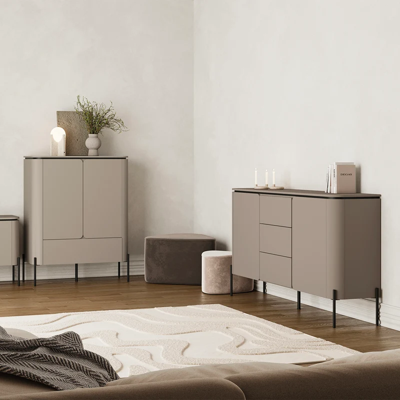 Buffet haut 2 portes 1 tiroir Junon Taupe