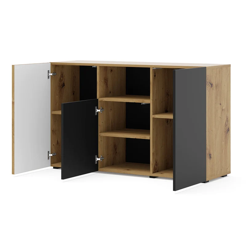 Buffet 3 portes Nera Bois et Noir