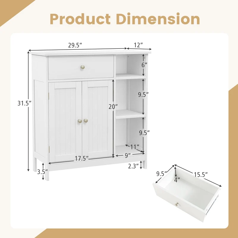 Bathroom Cabinet With Drawer, White