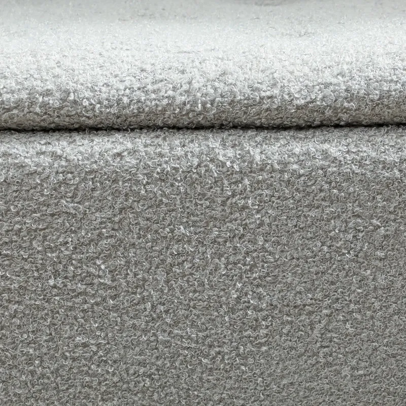 Modern Storage Bench, Ottoman with Lamb's Wool Upholstery, Grey