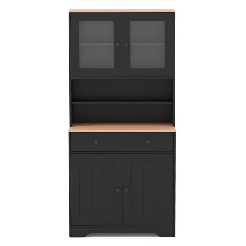 Pantry Cabinet, 2 Removable Shelves, Black