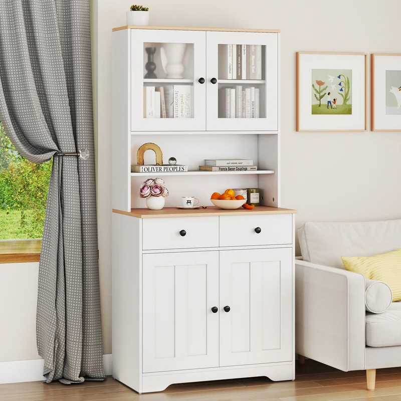 Pantry Cabinet With 2 Removable Shelves, White