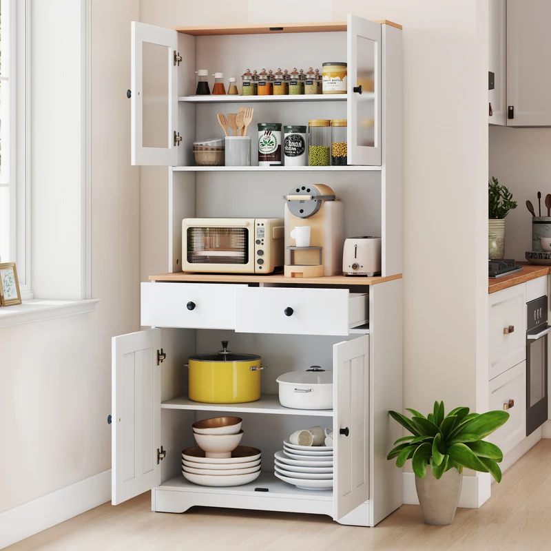 Pantry Cabinet With 2 Removable Shelves, White