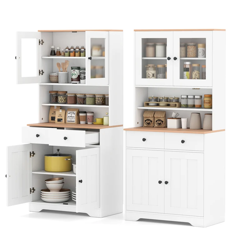 Pantry Cabinet With 2 Removable Shelves, White