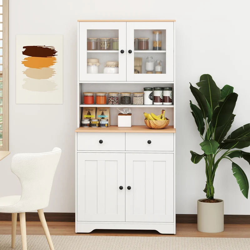 Pantry Cabinet With 2 Removable Shelves, White
