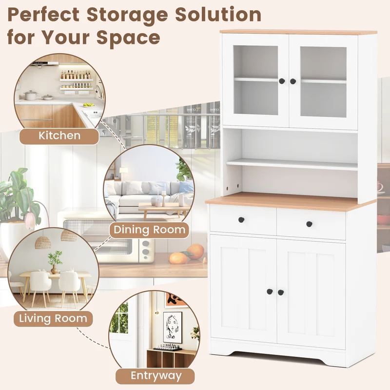 Pantry Cabinet With 2 Removable Shelves, White
