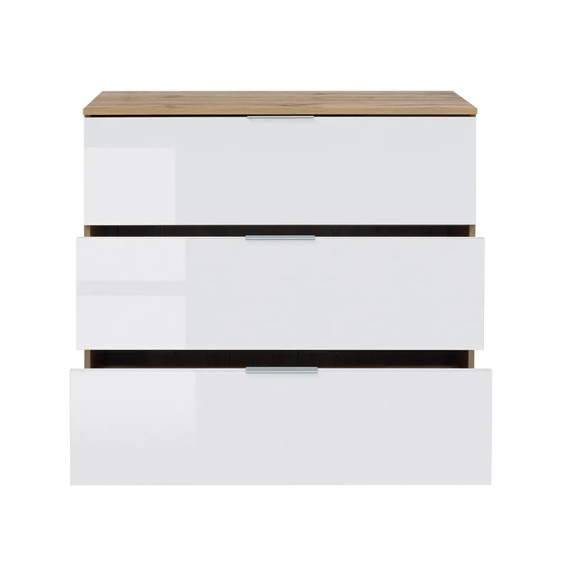 Commode 3 tiroirs Selma Blanc et Blanc