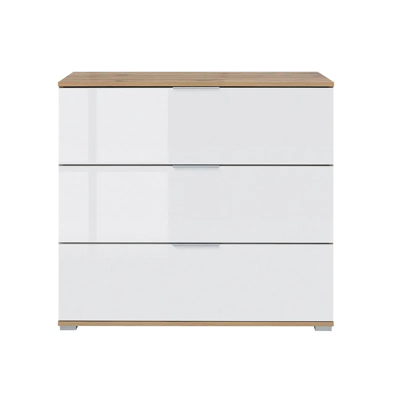 Commode 3 tiroirs Selma Blanc et Blanc