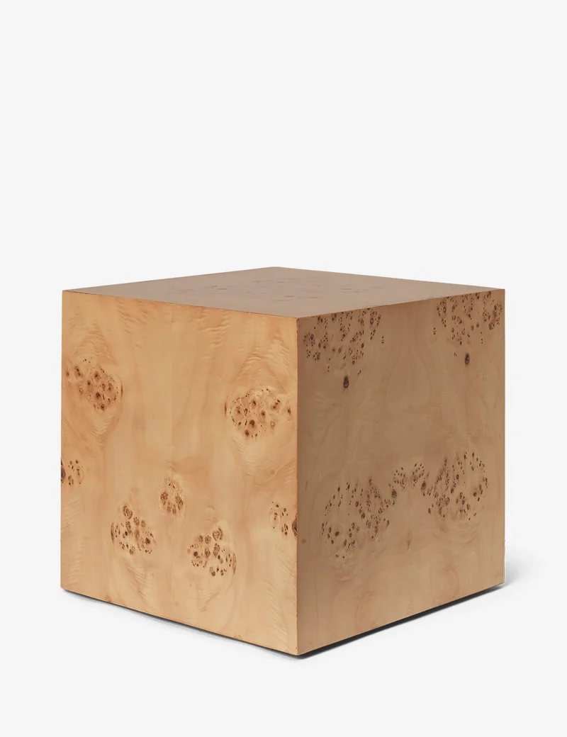 burl cube side table