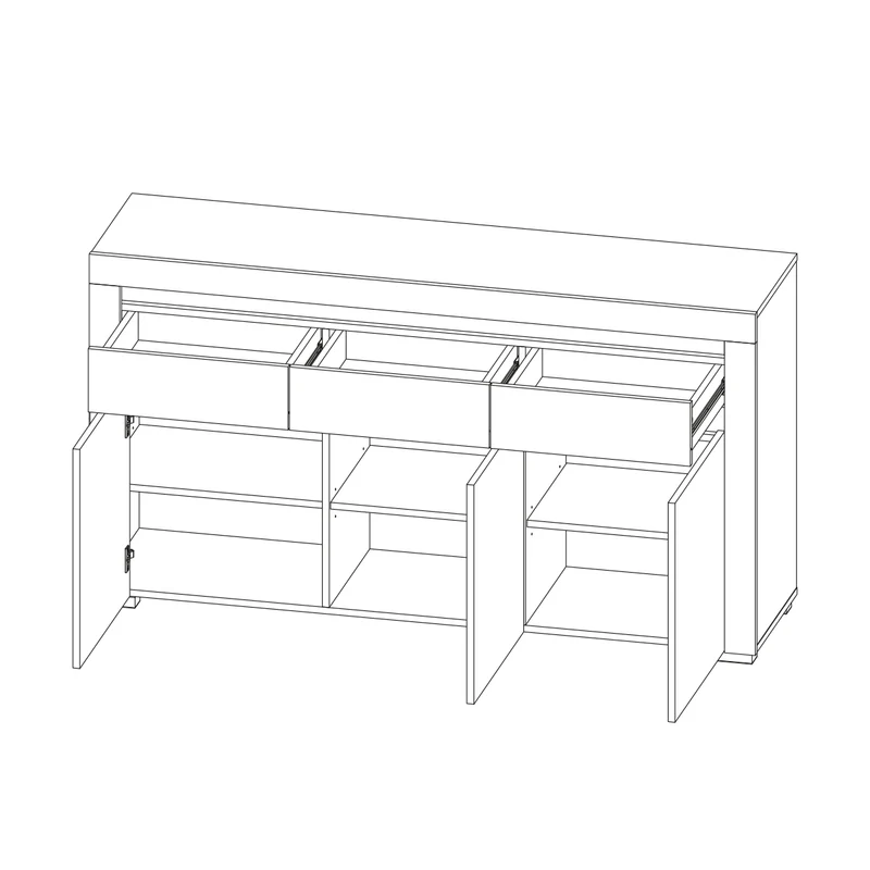 Buffet 3 portes 3 tiroirs LED inclus Kasla Blanc