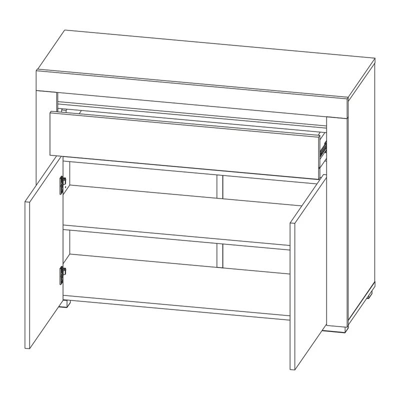 Buffet 2 portes 1 tiroir LED inclus Kasla Blanc