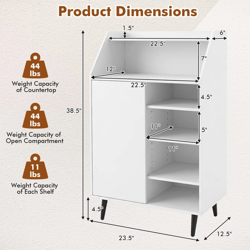 Shoe Storage Cabinet with 2-Tier Open Compartment and 4-Tier Adjustable Shelf, White