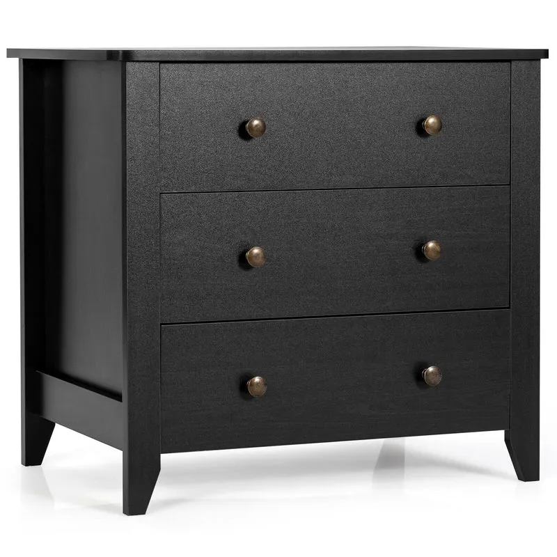 3 Drawer Dresser Chest, Black