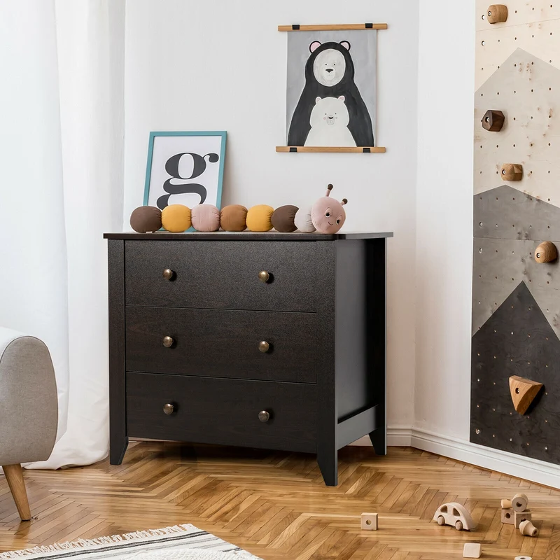 3 Drawer Dresser Chest, Black