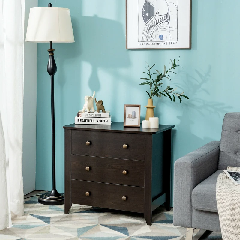 3 Drawer Dresser Chest, Black