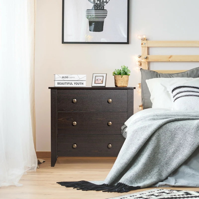 3 Drawer Dresser Chest, Black