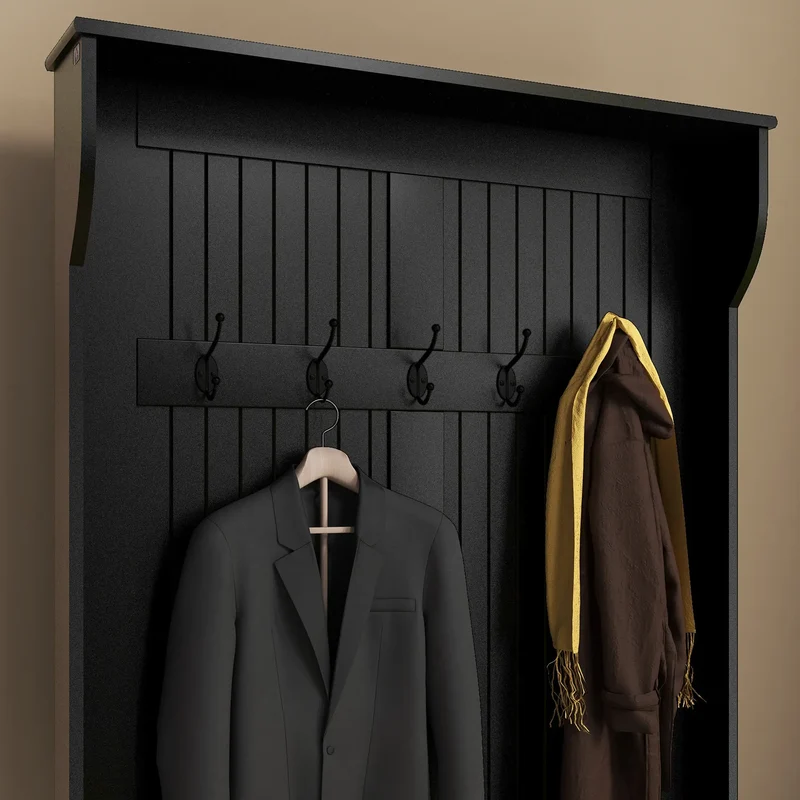 3-In-1 Hall Tree, Coat Rack, Shoe Storage, Bench Seat, Black