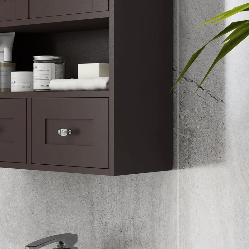 Medicine Cabinet, Bathroom Wall Cabinet with Shelf, Drawers, Brown