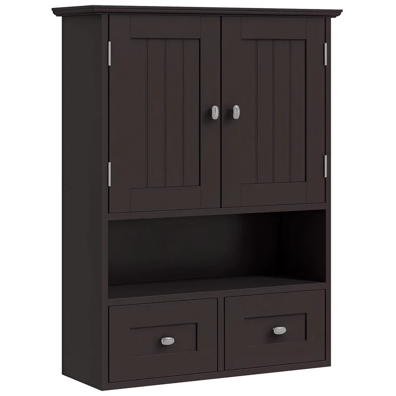 Medicine Cabinet, Bathroom Wall Cabinet with Shelf, Drawers, Brown