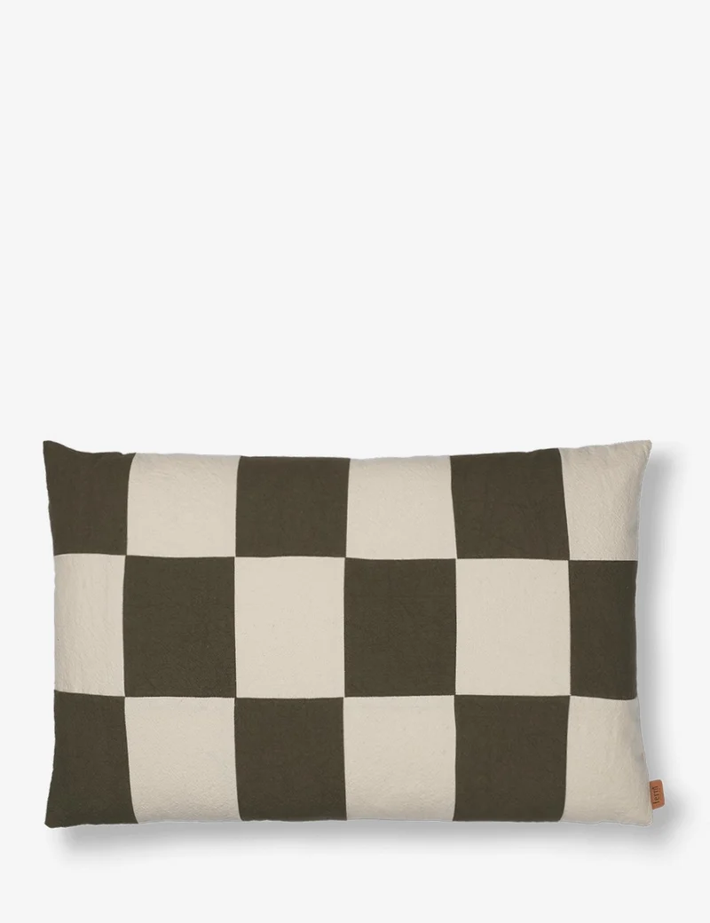 fold patchwork cushion olive