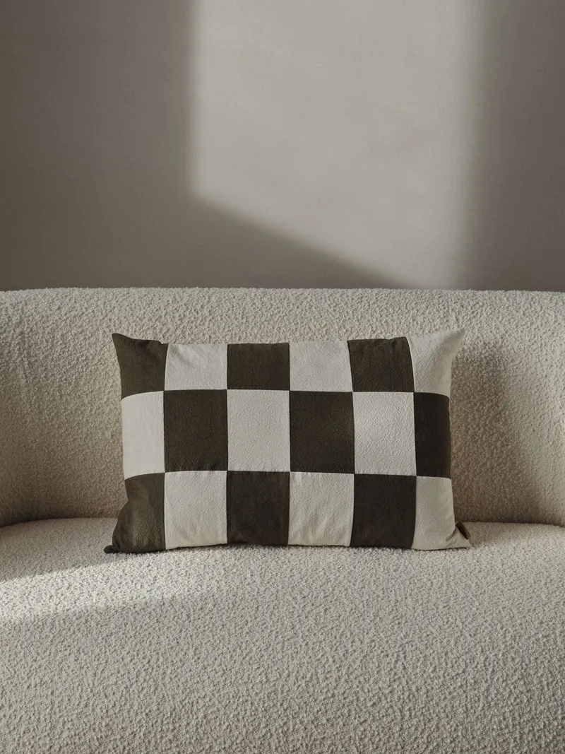 fold patchwork cushion olive
