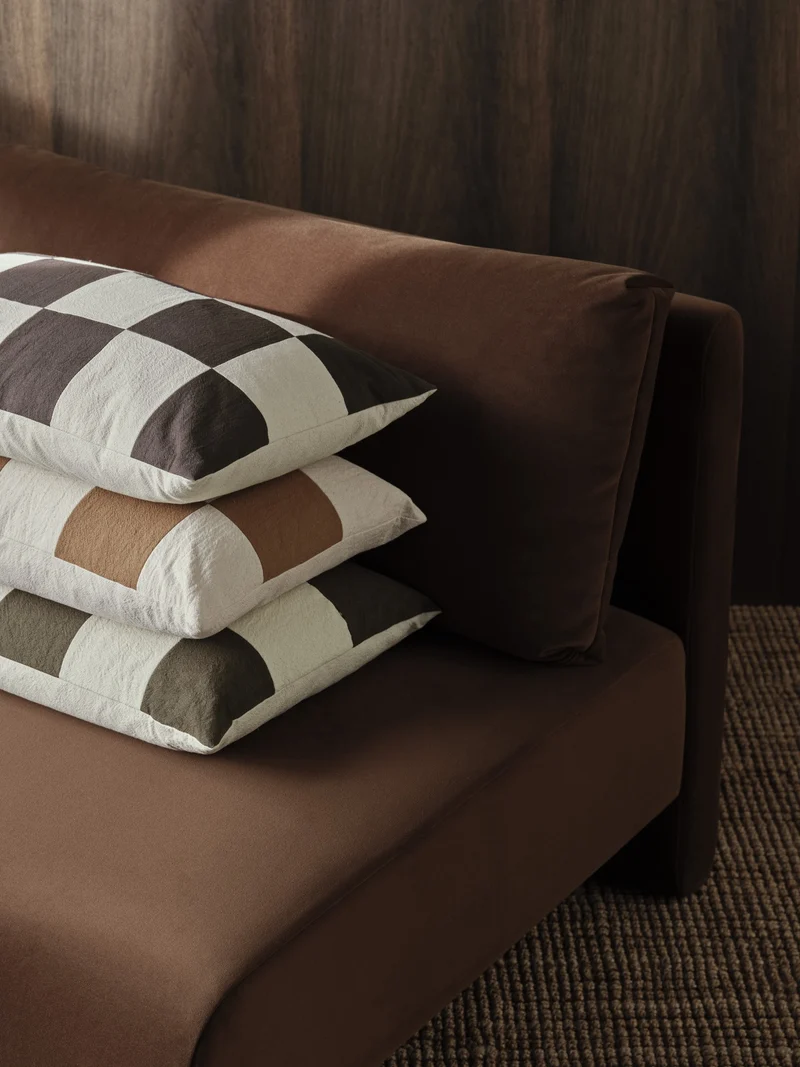 fold patchwork cushion olive