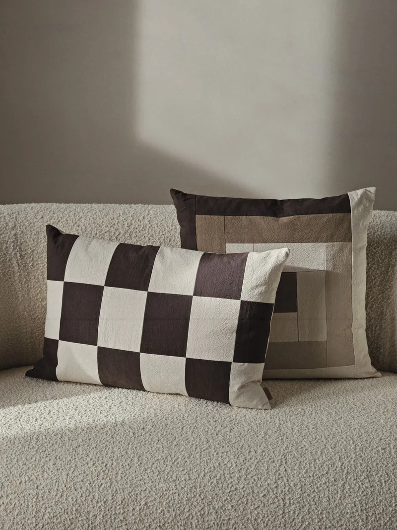 fold patchwork cushion coffee
