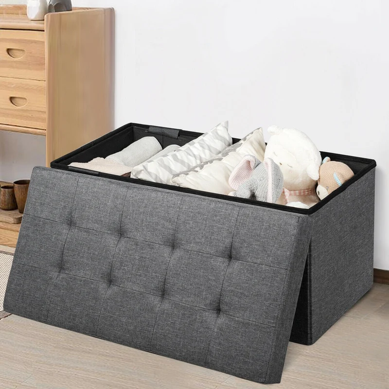 31.5 Inch Foldable Fabric Storage, Removable Bin, Dark Gray
