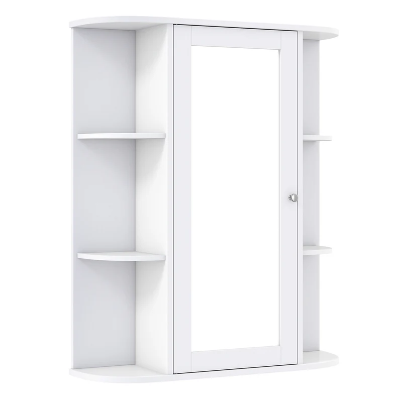 Wall Mount Bathroom Cabinet, Single Door Shelves, White