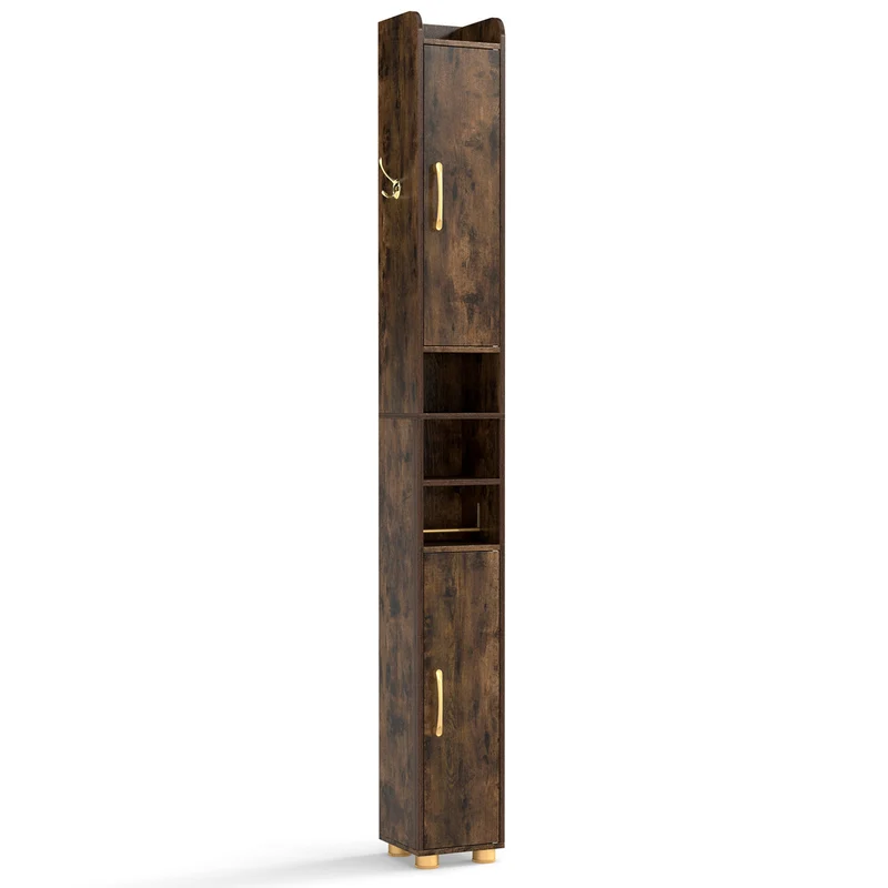 Narrow Bathroom Storage Cabinet, Open Shelves, Toilet Paper Holder