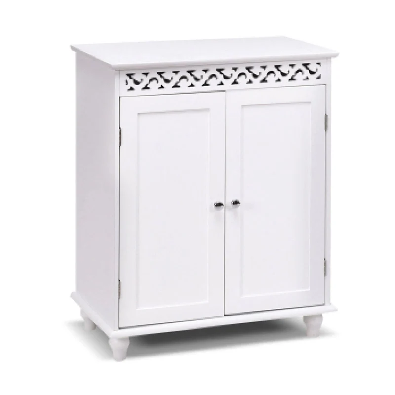White Wooden 2-Door Storage Cabinet Cupboard, White