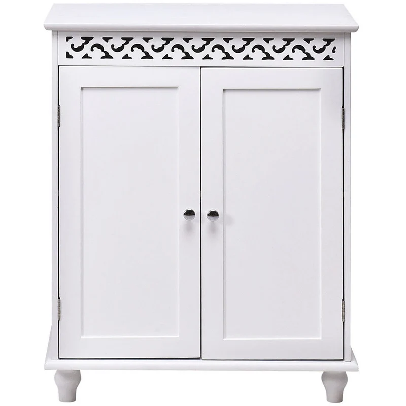 White Wooden 2-Door Storage Cabinet Cupboard, White
