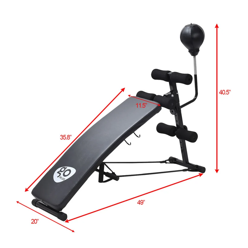 Adjustable Incline Curved Workout Fitness Sit Up Bench, Black