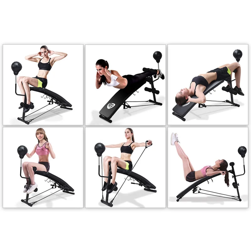 Adjustable Incline Curved Workout Fitness Sit Up Bench, Black