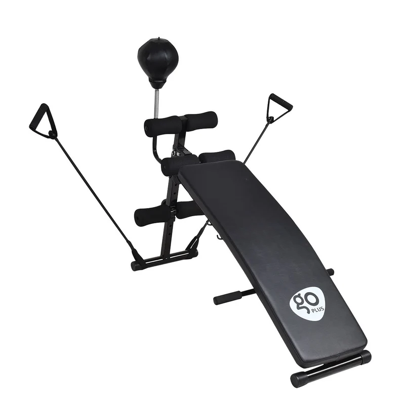 Adjustable Incline Curved Workout Fitness Sit Up Bench, Black