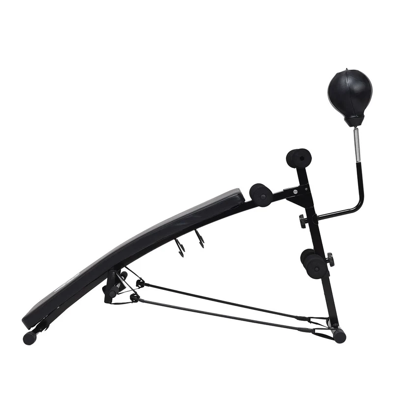 Adjustable Incline Curved Workout Fitness Sit Up Bench, Black