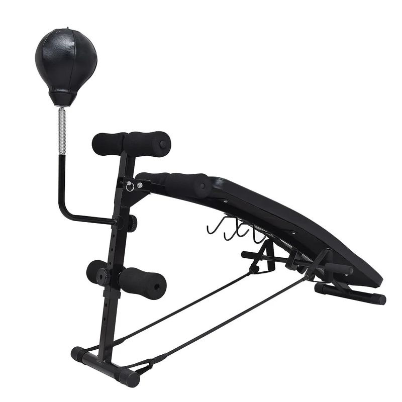 Adjustable Incline Curved Workout Fitness Sit Up Bench, Black