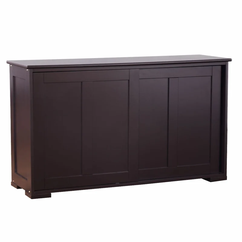 Kitchen Storage Cabinet, Wood Sliding Door, Brown