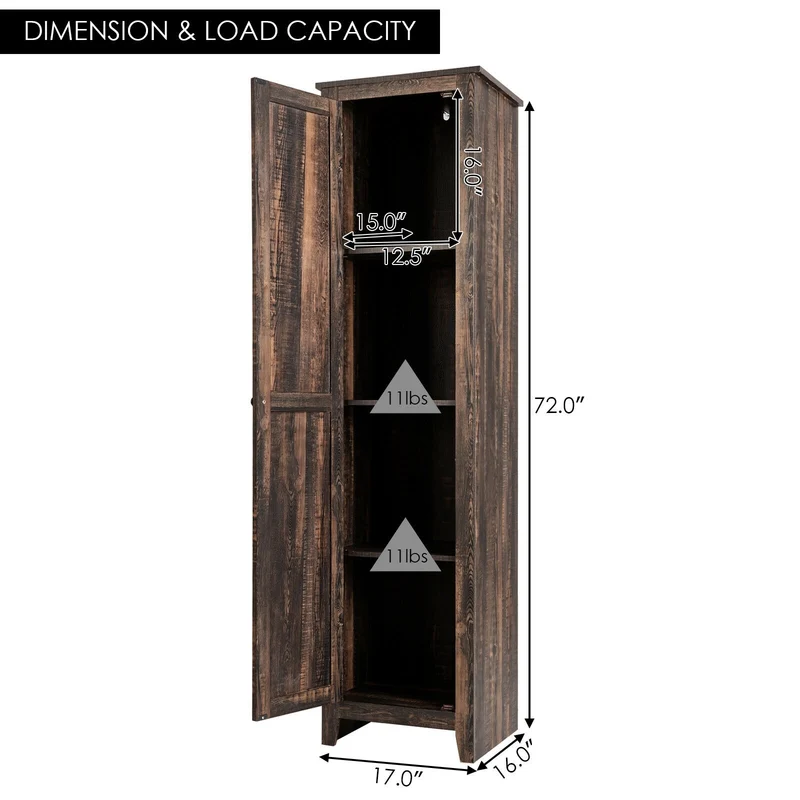 Tall Slim Linen Tower Bathroom Storage Cabinet, Walnut
