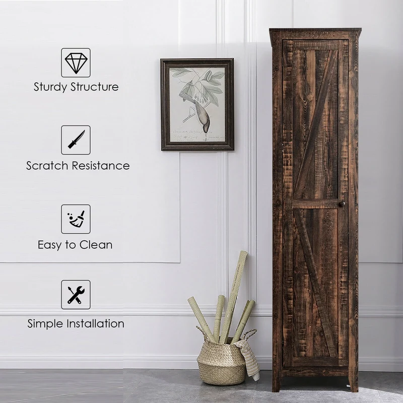 Tall Slim Linen Tower Bathroom Storage Cabinet, Walnut