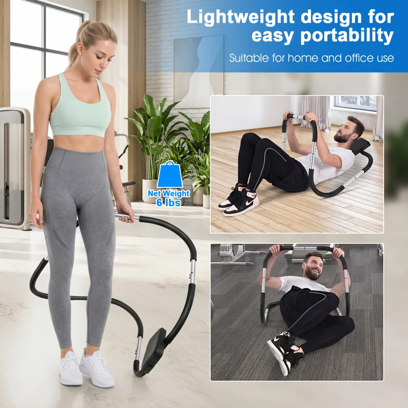 Portable AB Trainer, Headrest, Foam Handle, Silver
