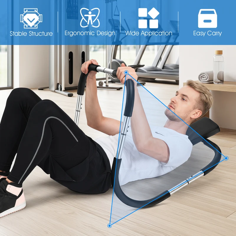 Portable AB Trainer, Headrest, Foam Handle, Silver