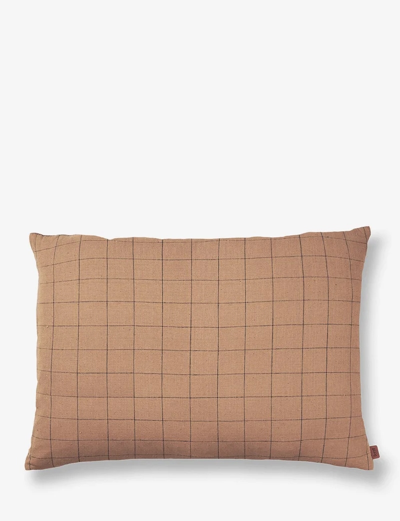 cojín brown cotton grid